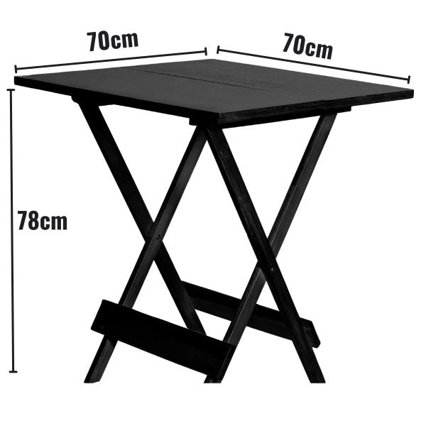 Conjunto Mesa Dobrável 70x70 com 4 Cadeiras Preta