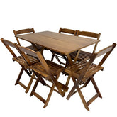 Conjunto Mesa de Madeira 120x70 com 6 Cadeiras Dobráveis Imbuia
