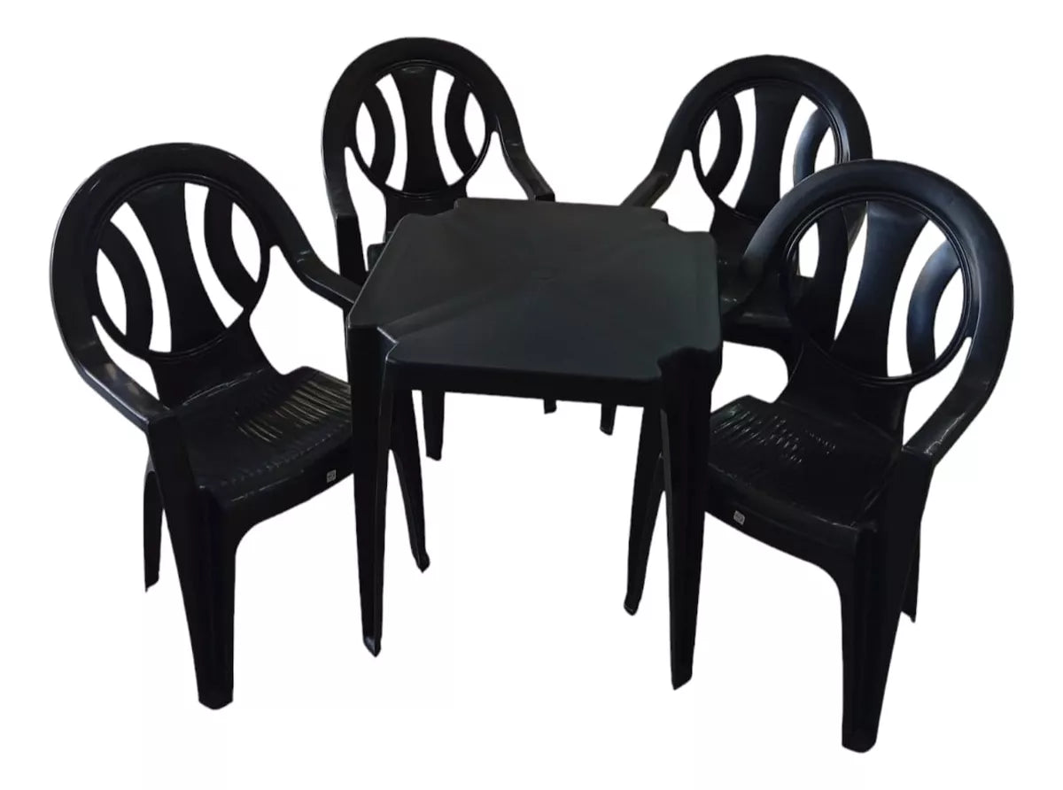 Kit Mesa Monobloco Com 4 Cadeiras Poltrona D Plástico 182 Kg