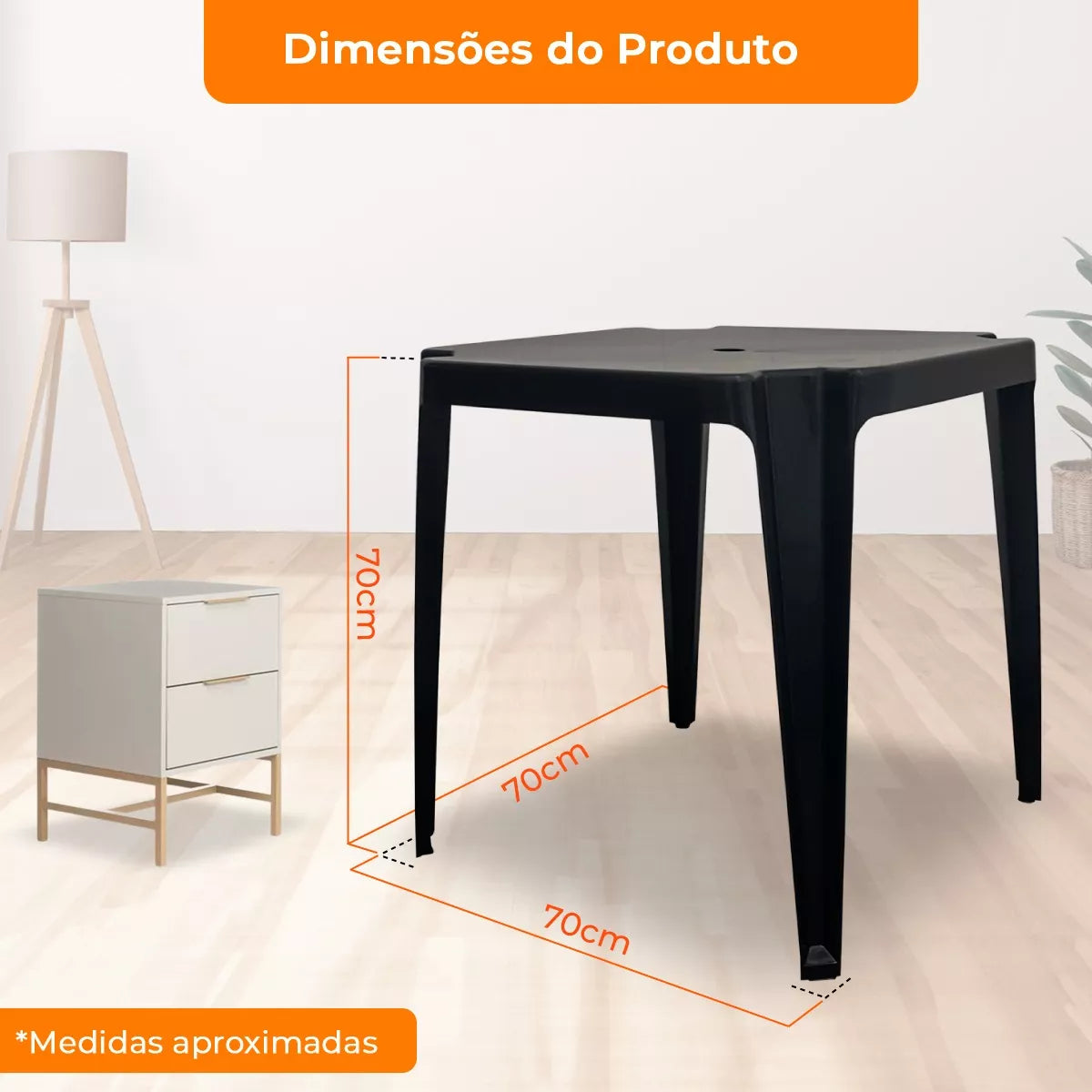 Mesa Plastica Quadrada Padrao Multiuso Bar Piscina Monobloco